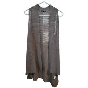 Eileen Fisher Long Cardigan Vest Grey Size Small 100% Wool Sheer